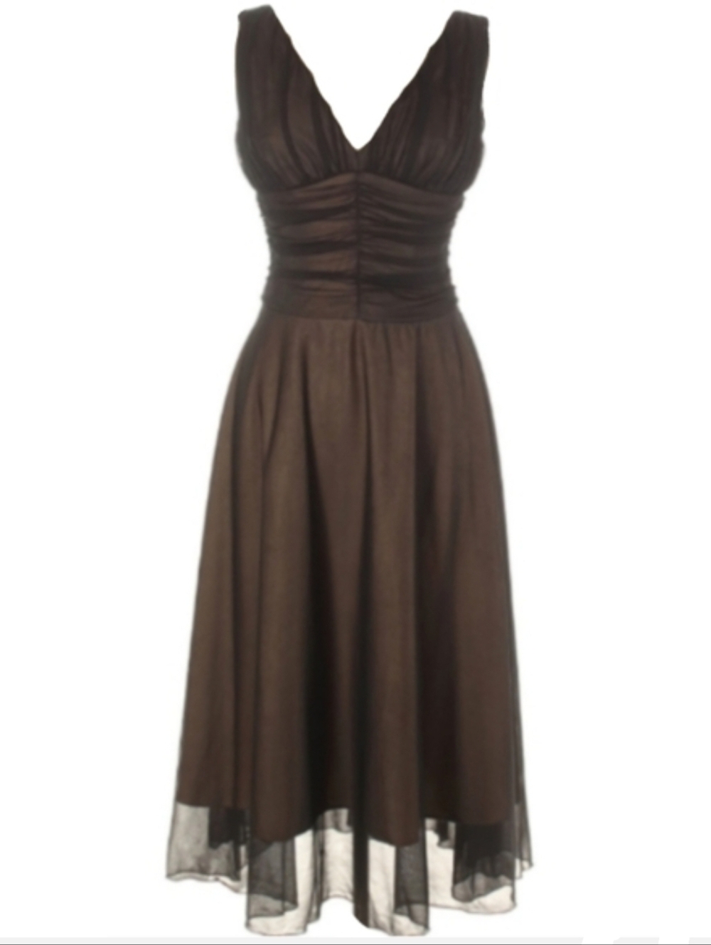 Sexy Goth Glam Black Dress Sheer Mesh Nude Lining Midi LBD Net Whimsygoth Party - Picture 5 of 5